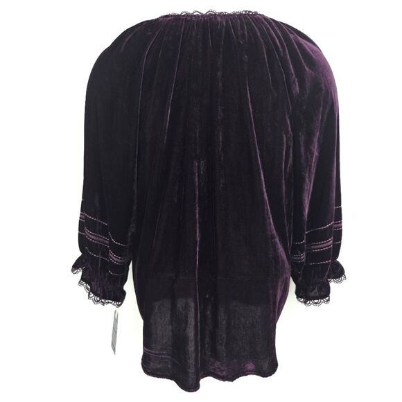 Democracy 3/4 Blouson Top Blouse Womens 3X Embroidered Velvet Boho Witchy Fairy - Picture 3 of 8